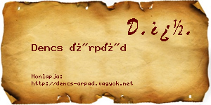 Dencs Árpád névjegykártya
